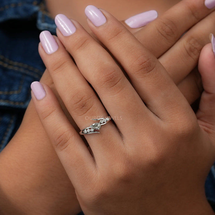 Olive Pear Diamond Bypass Ring