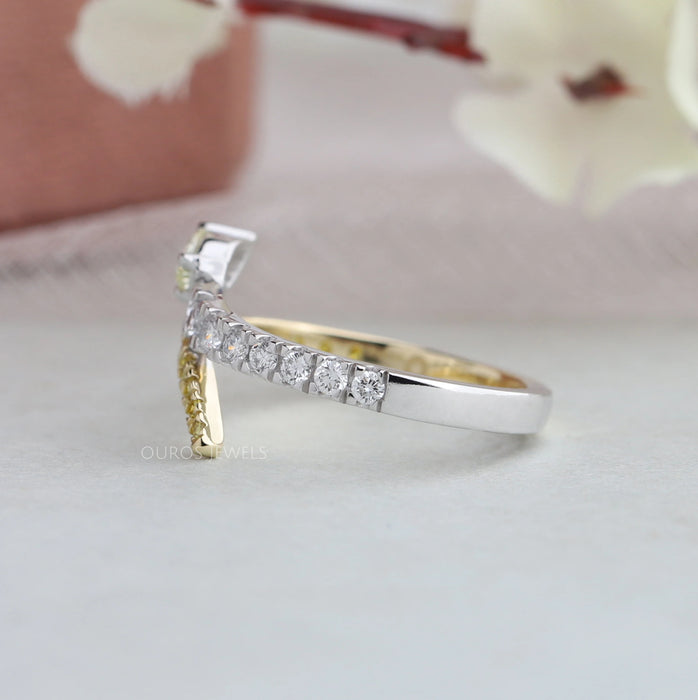 Pear And Round Cut Diamond Bypass Ring