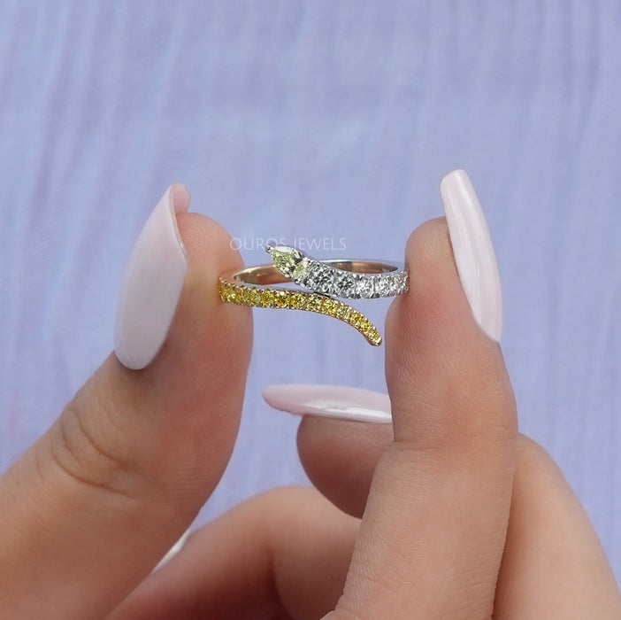 Pear And Round Cut Diamond Bypass Ring