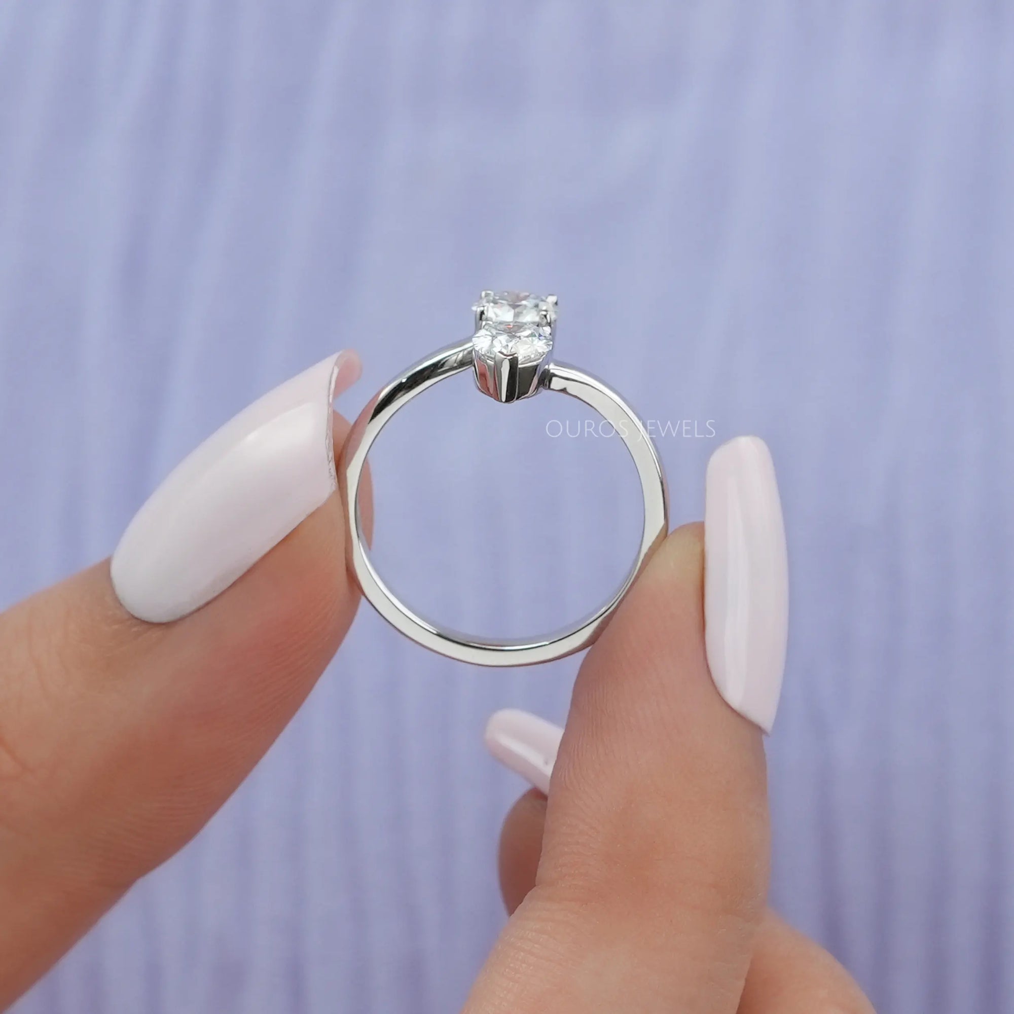 Pear and Round Diamond Bypass Ring