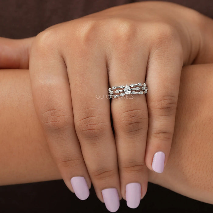 Pear Diamond Solitaire Accent Ring