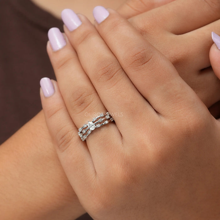 Pear Diamond Solitaire Accent Ring