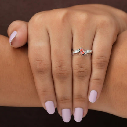 Pink Oval Cut Bypass Set Diamond Ring
