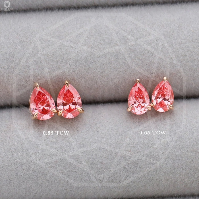 Pink Pear Diamond Rose Gold Stud Earrings Earrings