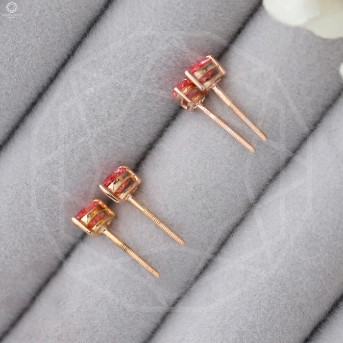 Pink Pear Diamond Rose Gold Stud Earrings Earrings