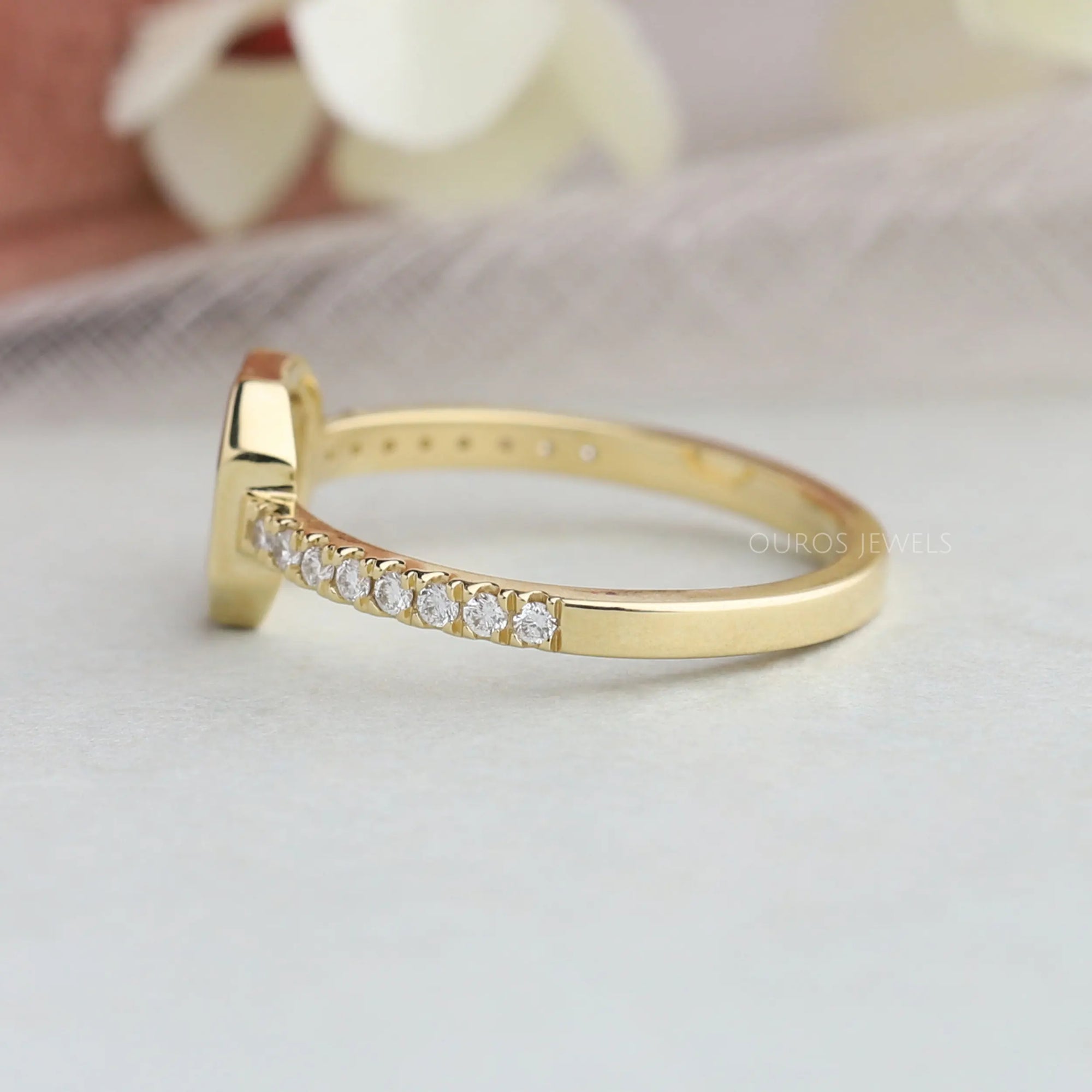 Asscher Cut Portrait Diamond Solitaire Accent Ring