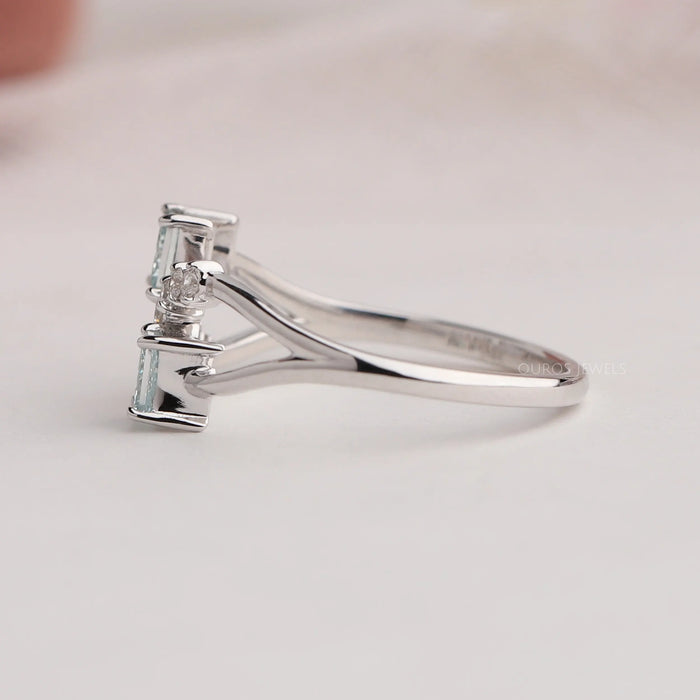Green Princess Shape Lab Diamond Dainty Ring