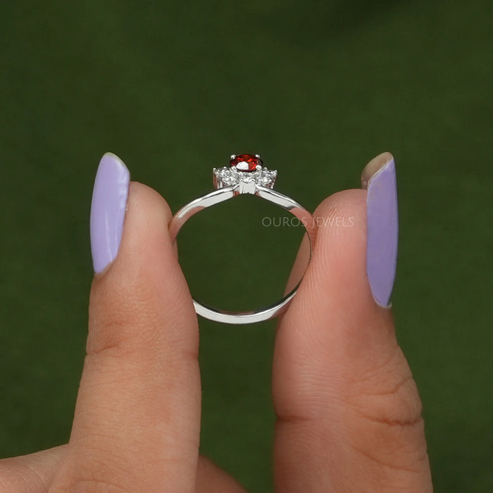 Round Cut Red Diamond Dainty Ring Rings