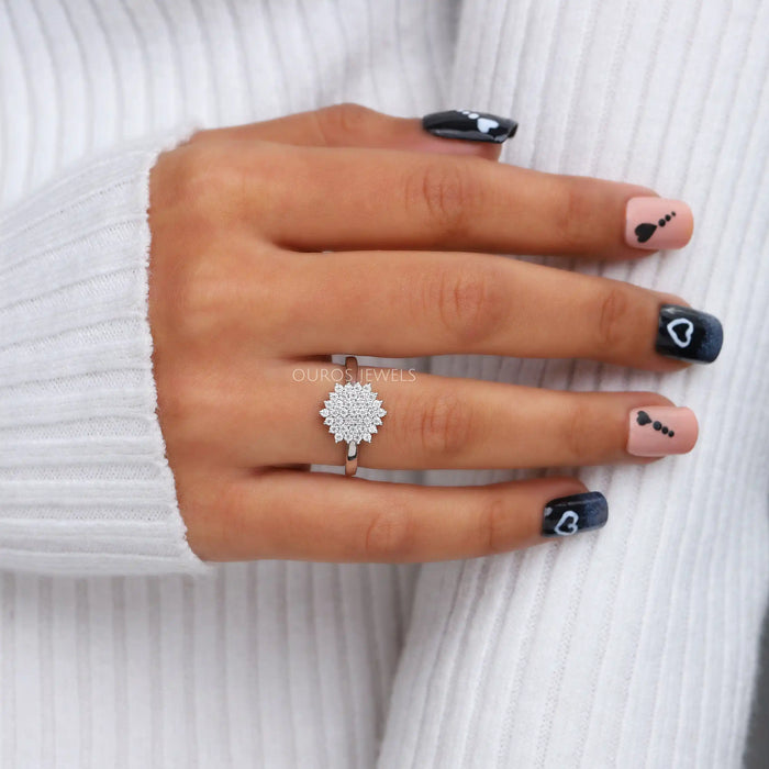 Round Cut Cluster Diamond Ring Rings
