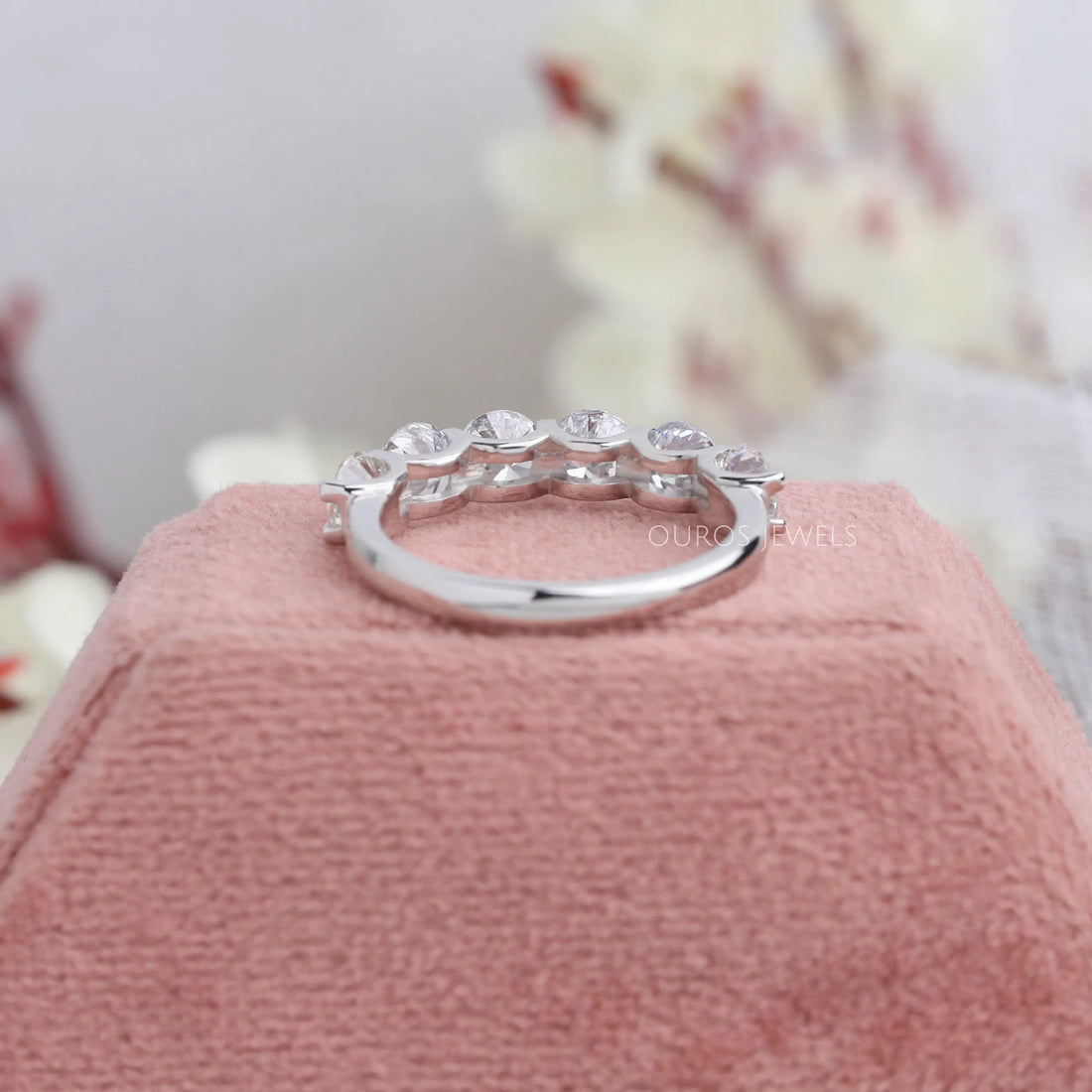 4.60 MM Round Cut Half Wedding Band Rings