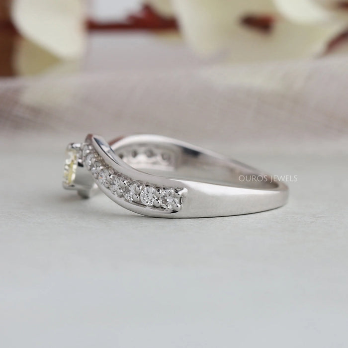 Yellow Pear Diamond Solitaire Accent Ring
