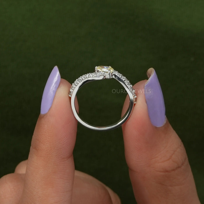 Yellow Pear Diamond Solitaire Accent Ring