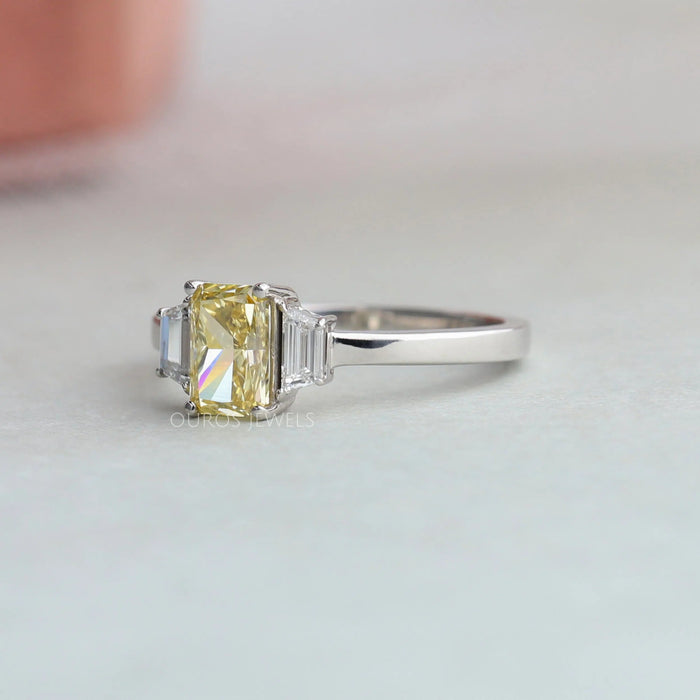 Three Stone Radiant Cut Diamond Engagement Ring
